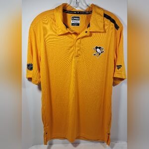 Fanatics Pittsburgh Penguins Team Stock Gold Polo Golf Shirt Men’s Medium